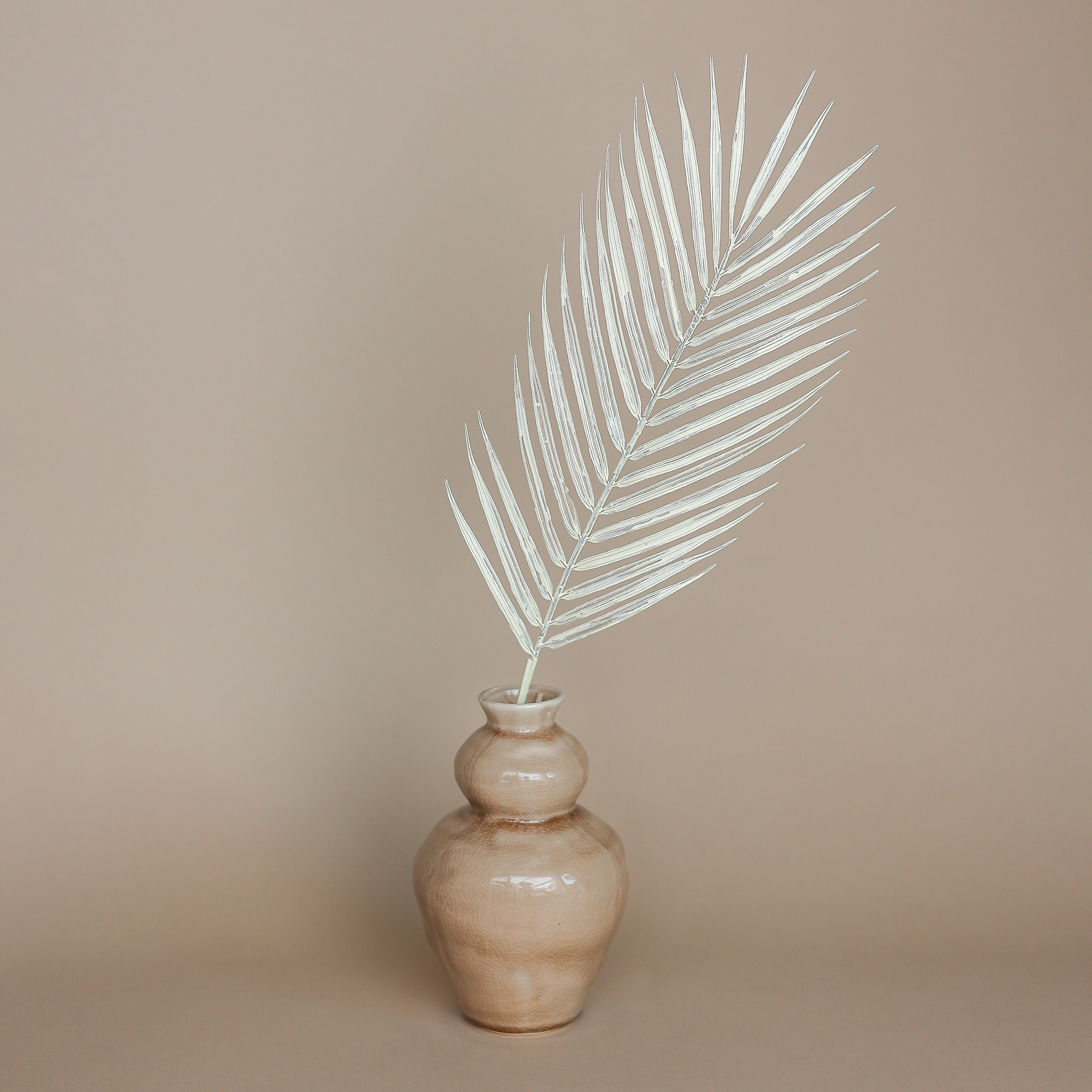 Fritz Set Palmenblatt & Vase Keramik hellbraun 13x20cm